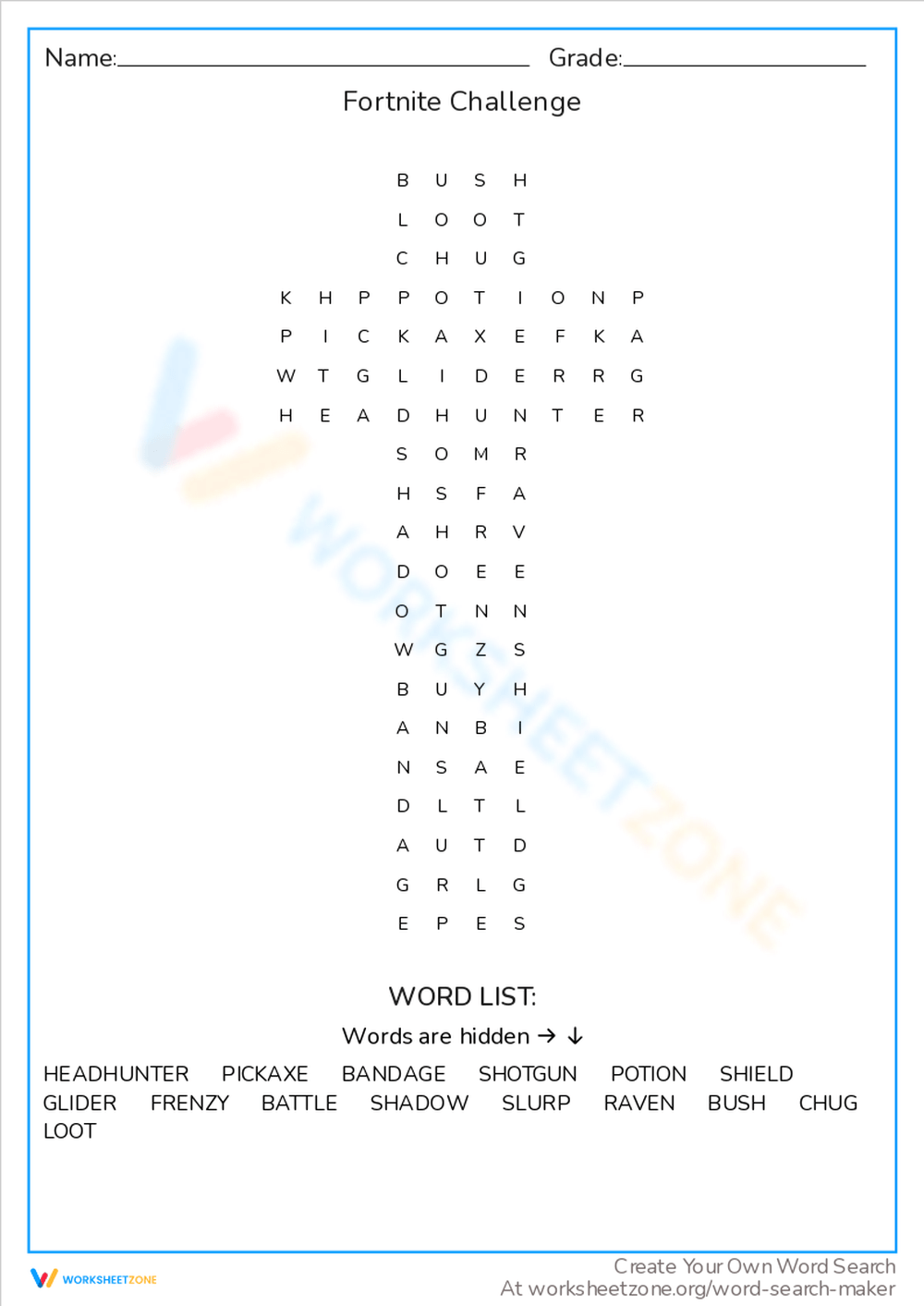 Fortnite Word Search Worksheets Printable