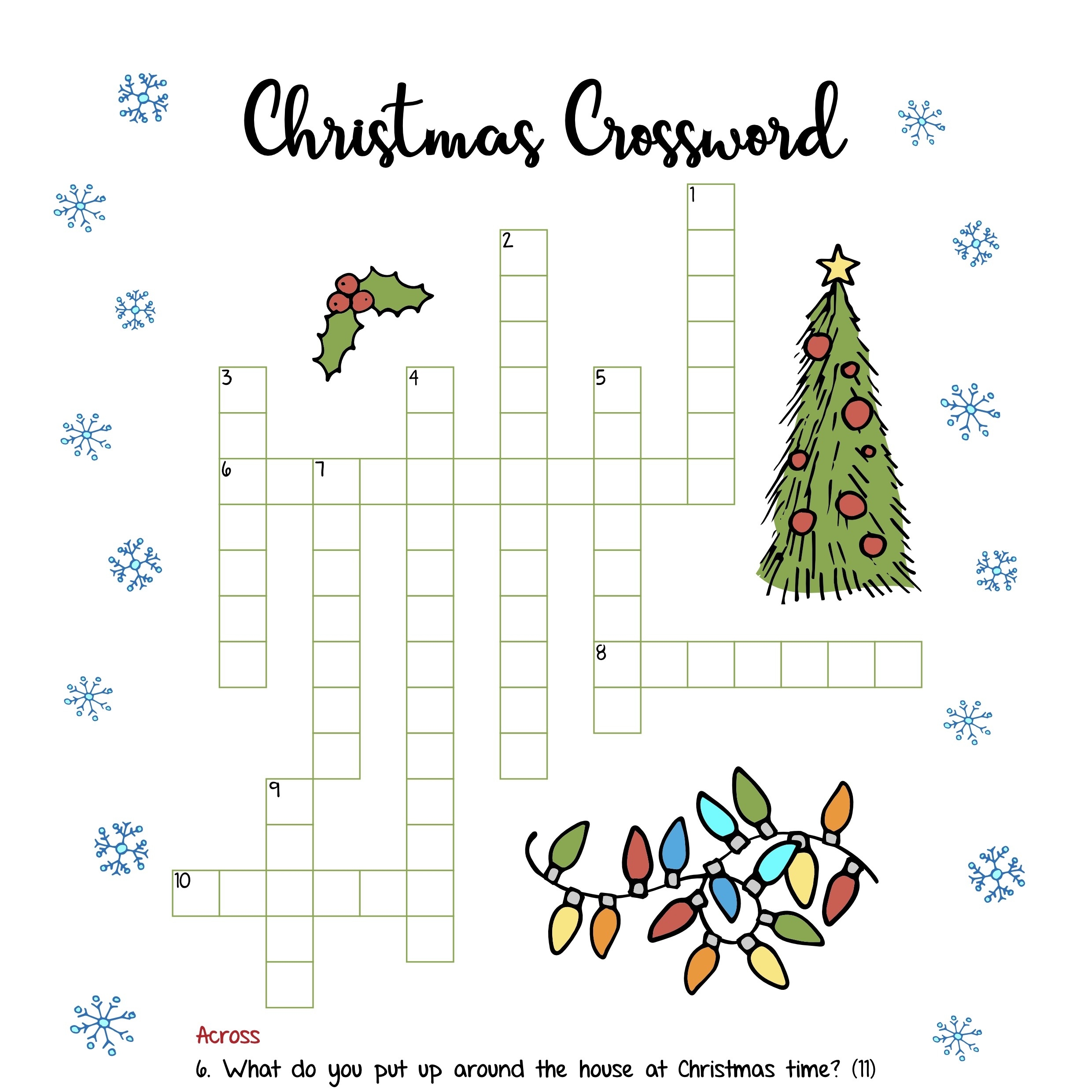 Adult Christmas Crossword Puzzles Printable