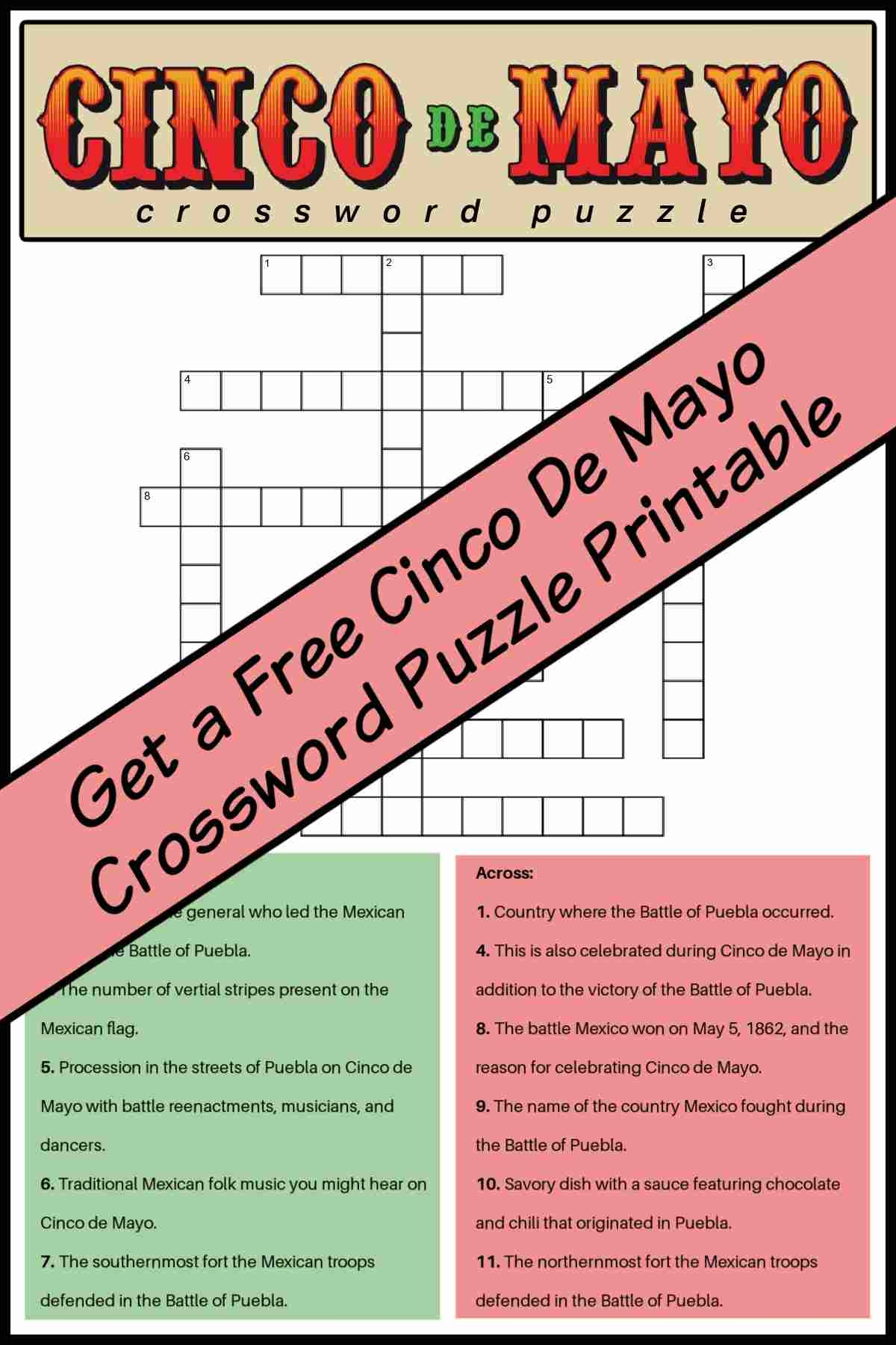 Free Cinco De Mayo Crossword Puzzles 2 Versions With Answers