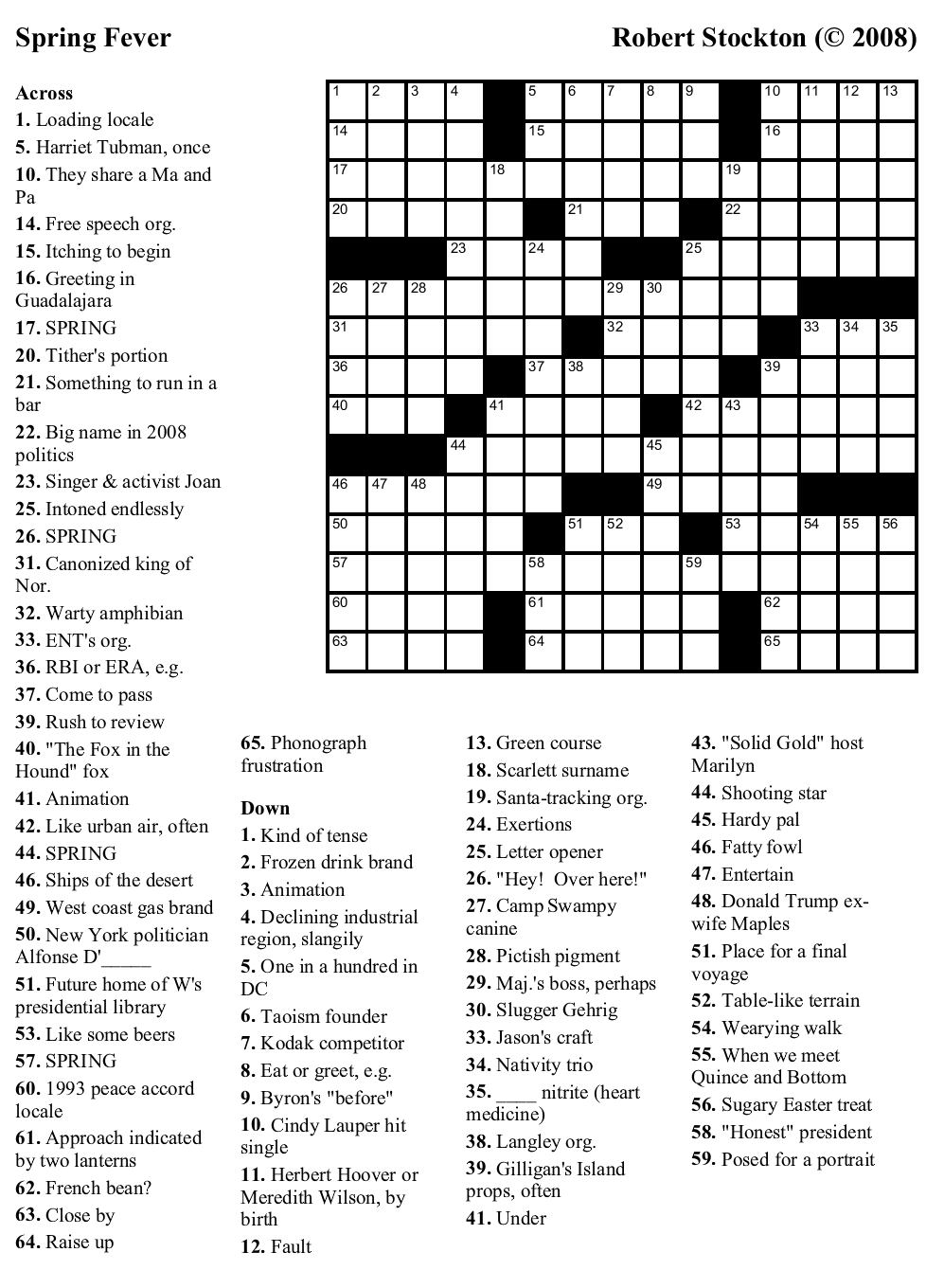 Printable Spring Crossword