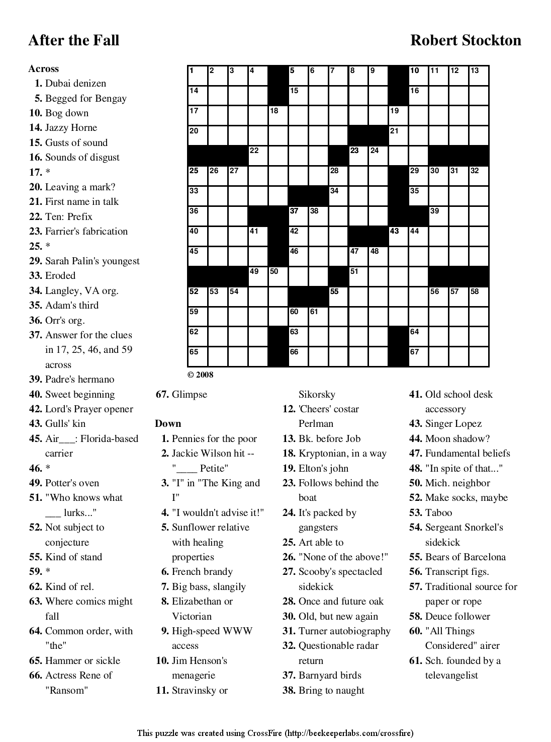 Free Printable Fall Crossword Puzzles