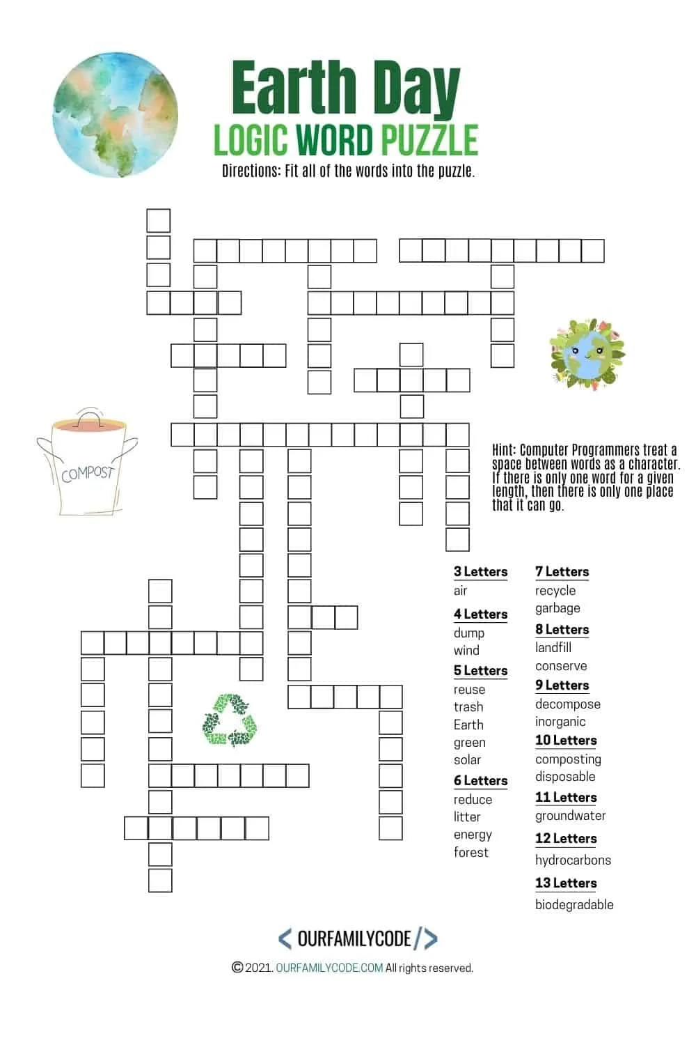 Free Earth Day Vocabulary Worksheets Our Family Code Free Earth Day Vocabulary Worksheets Our Family Code