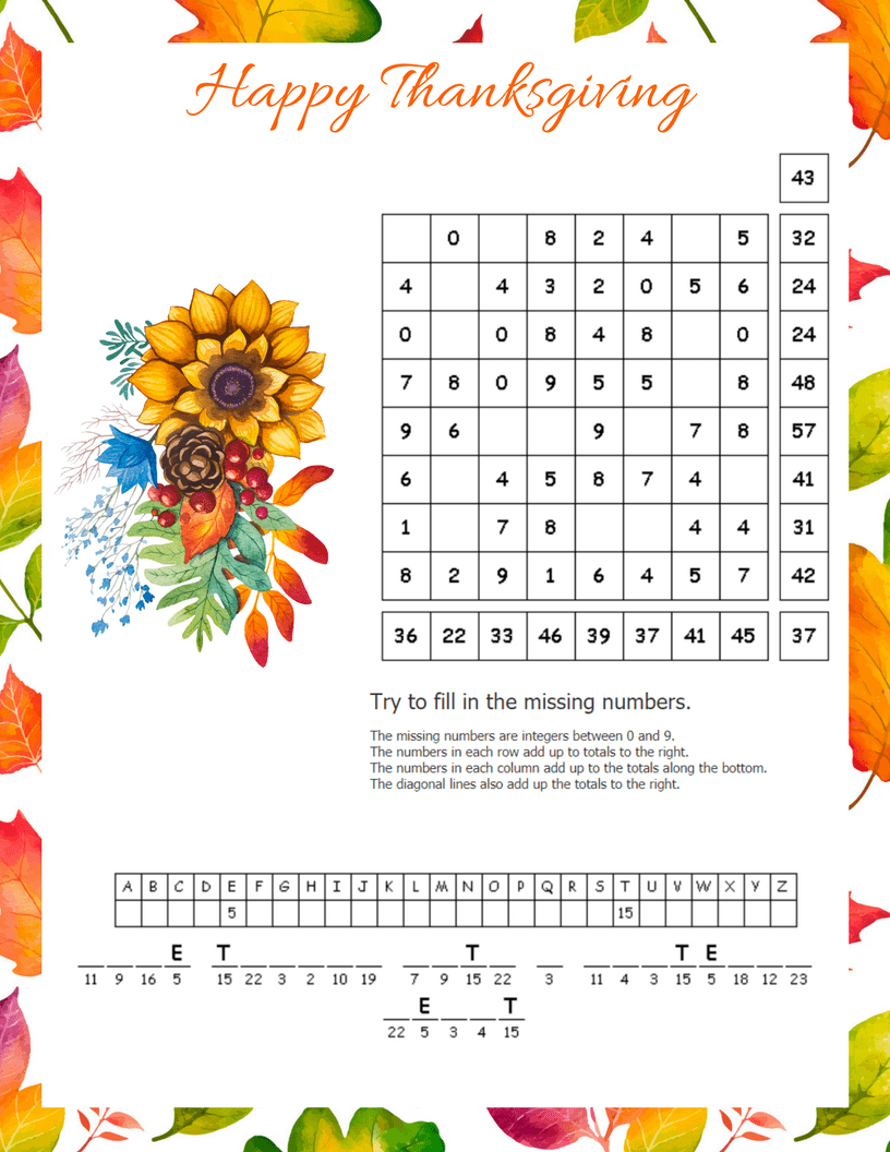 Printable Thanksgiving Crossword Puzzles Printable Thanksgiving Crossword Puzzles
