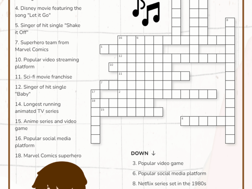 Free Interesting Pop Culture Crossword Puzzles For Everyone Worksheets Library