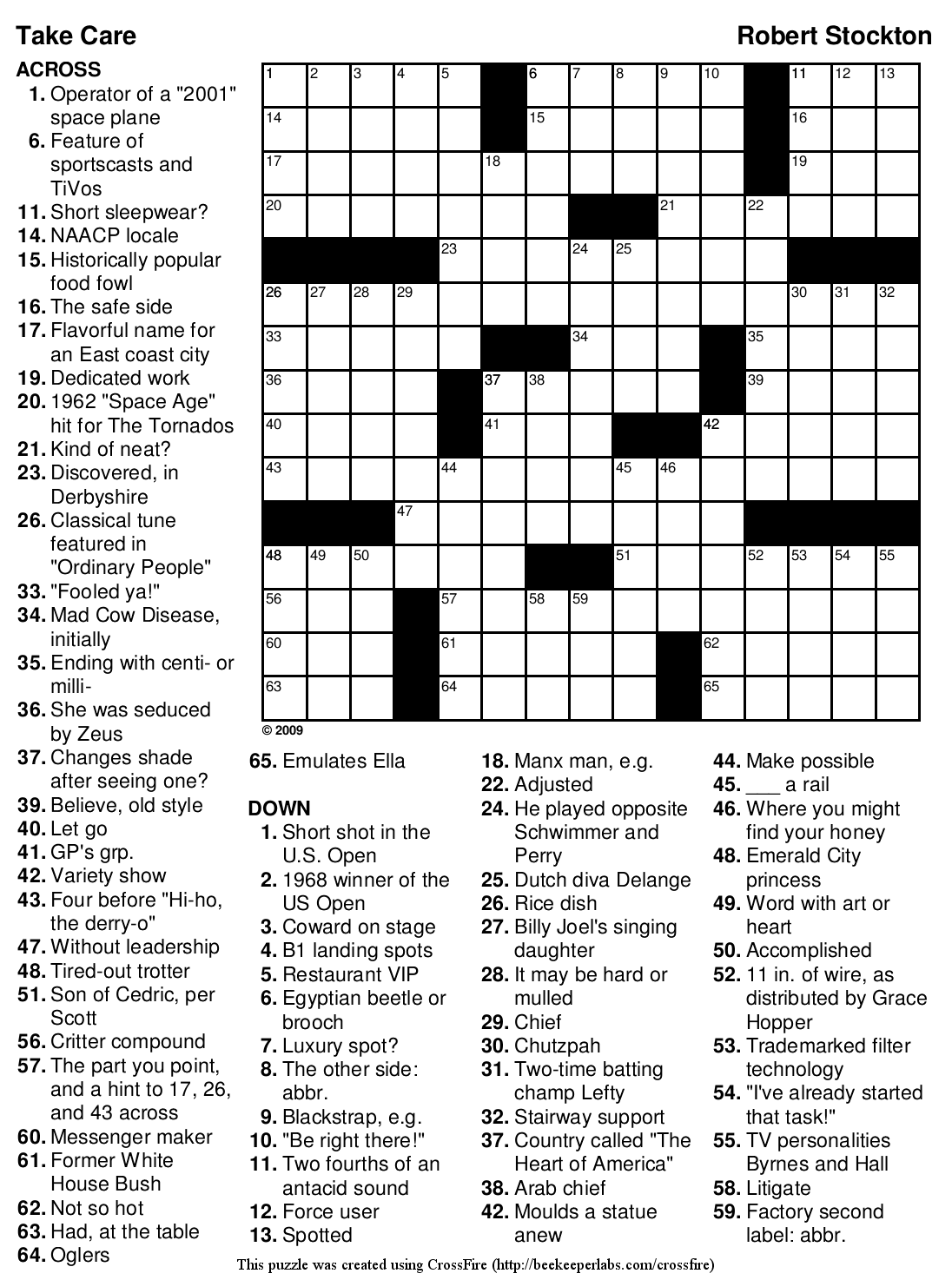 Free On line Crossword 123 Take Care Beekeeper Crosswords