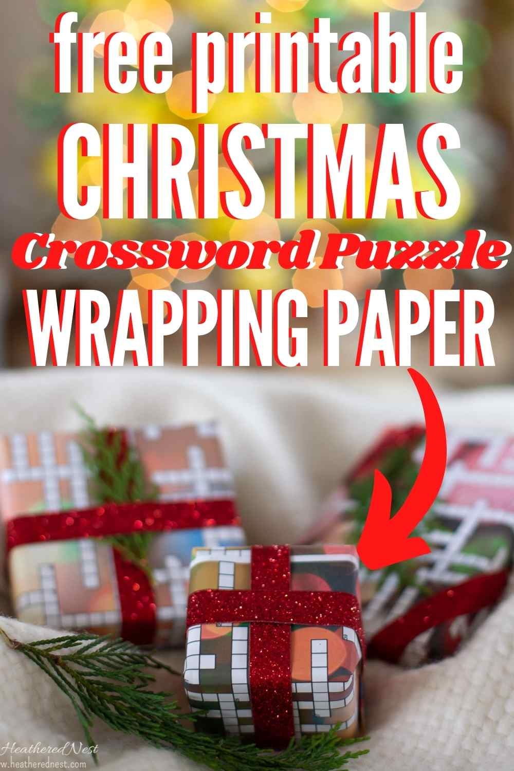 FREE PRINTABLE Christmas Crossword Puzzle Wrapping Paper 