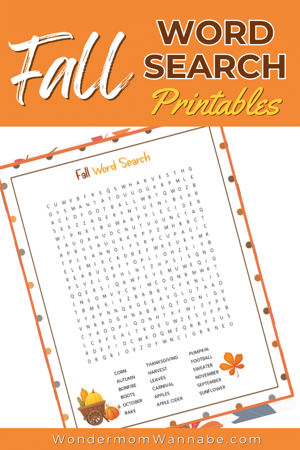 Free Fall Crossword Puzzle Printables
