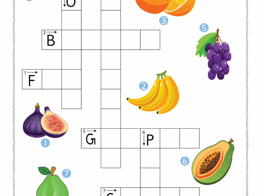 Free Printable Fruits Crossword Puzzle English Activity