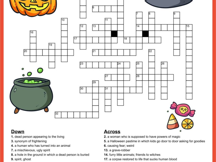 Free Printable Halloween Crossword Puzzles Worksheets Library