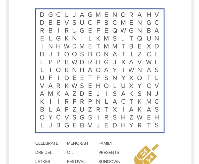 Free Printable Hanukkah Word Search Pjs And Paint