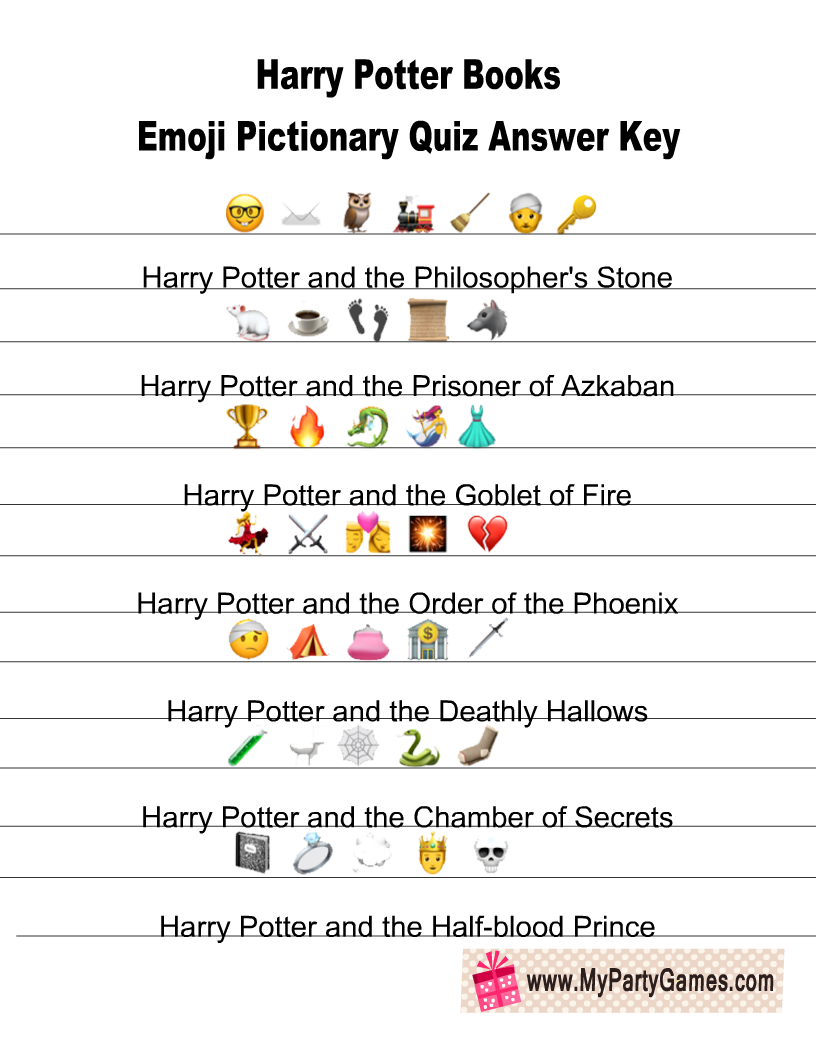Free Printable Harry Potter Books Emoji Pictionary Quiz Free Printable Harry Potter Books Emoji Pictionary Quiz