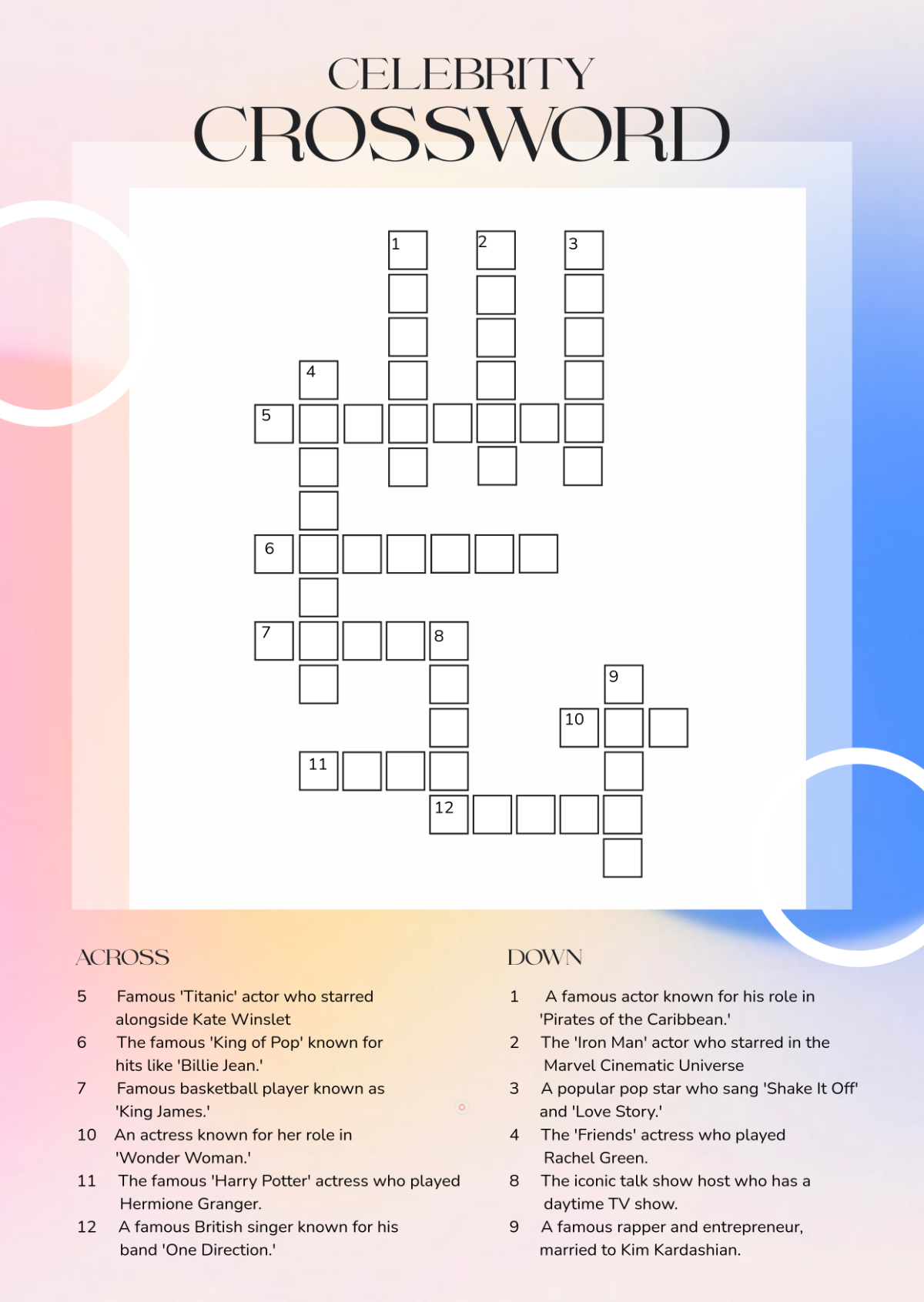 Free Printable Mini Crossword Puzzle Template To Edit Online Free Printable Mini Crossword Puzzle Template To Edit Online