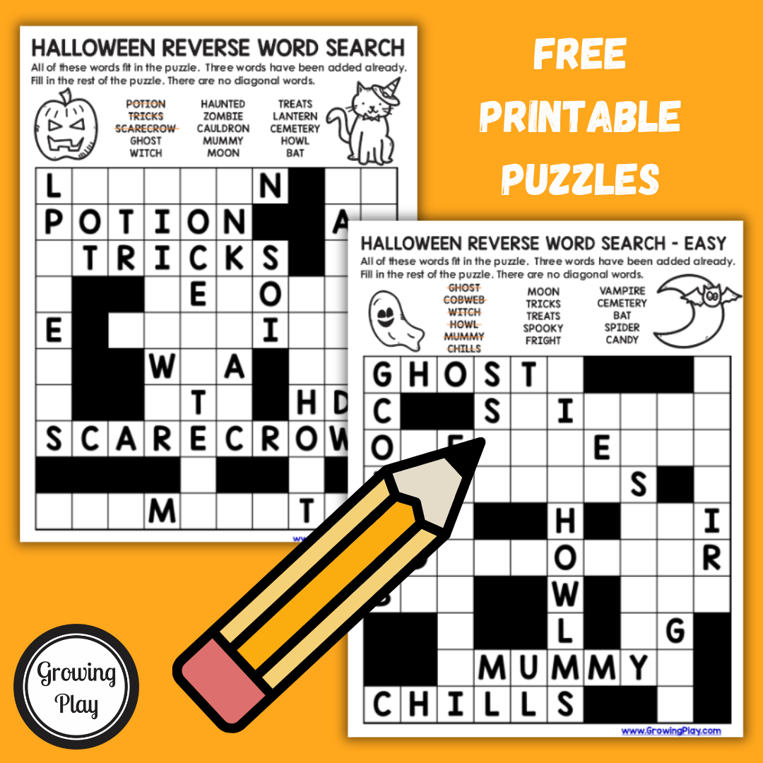 Free Printable Reverse Halloween Word Search Growing Play