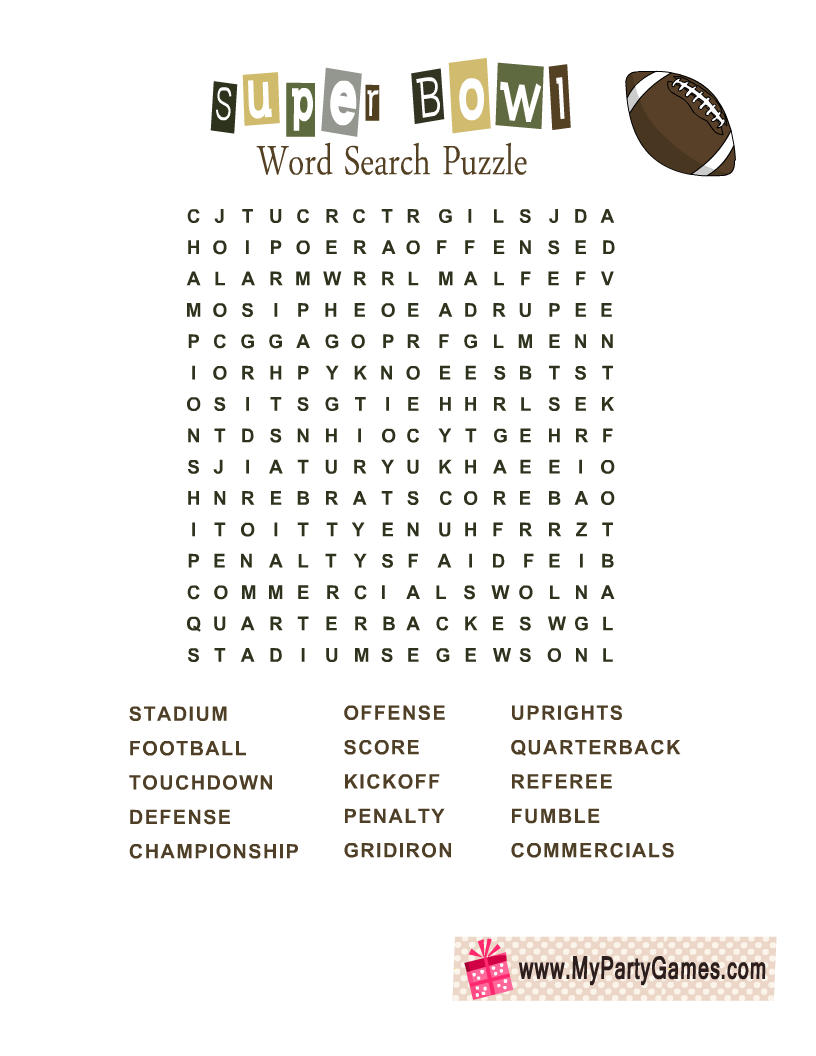 Free Printable Super Bowl Word Search Puzzle Free Printable Super Bowl Word Search Puzzle