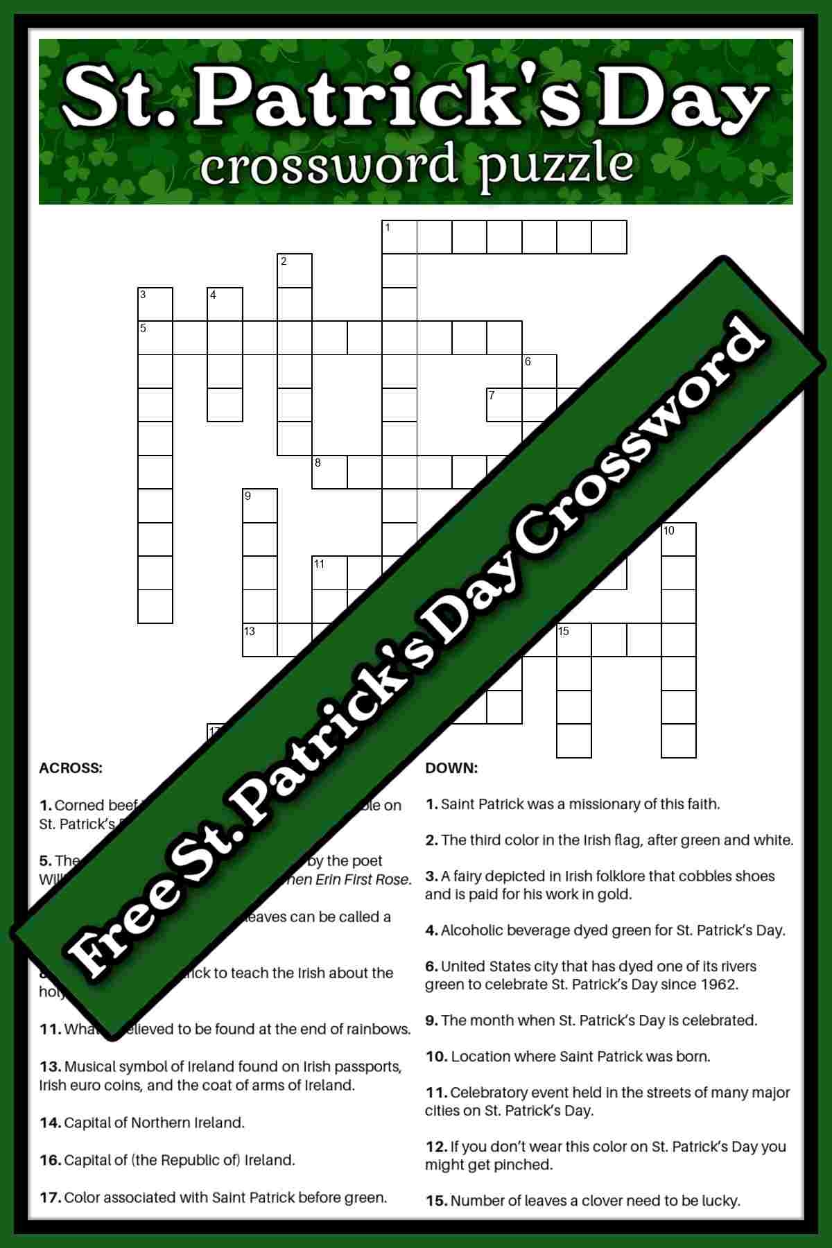 Free St Patrick s Day Crossword Puzzle Answer Key Included Free St Patrick s Day Crossword Puzzle Answer Key Included