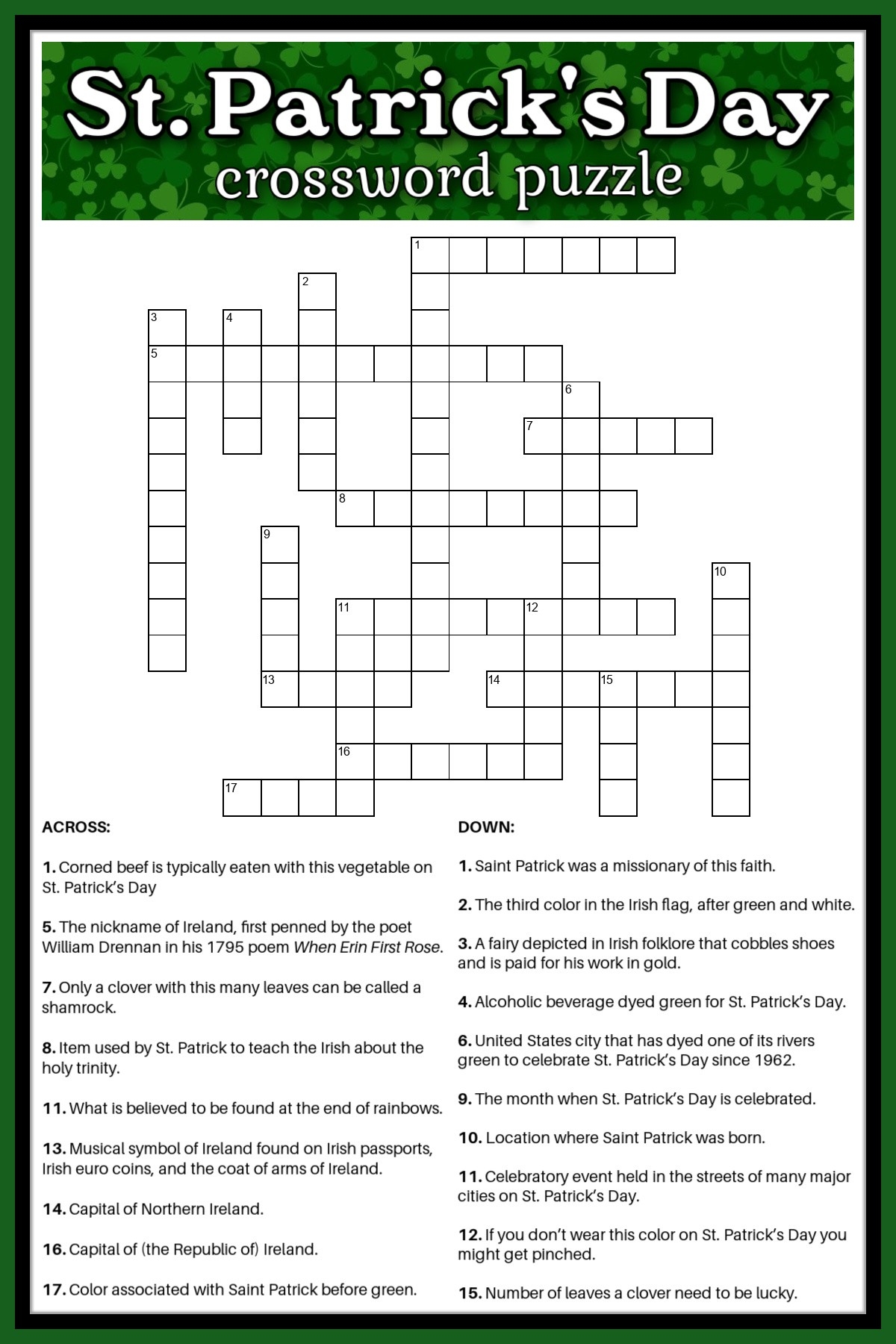 Free Crossword Puzzles Printable Die