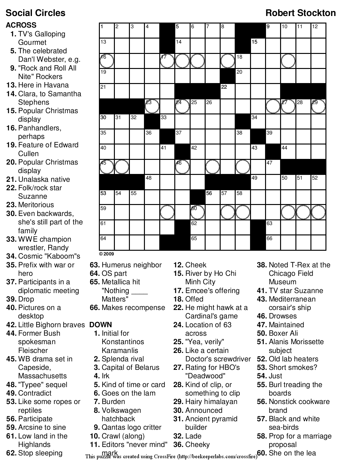 Free Themed Crossword 125 Social Circles Beekeeper Crosswords