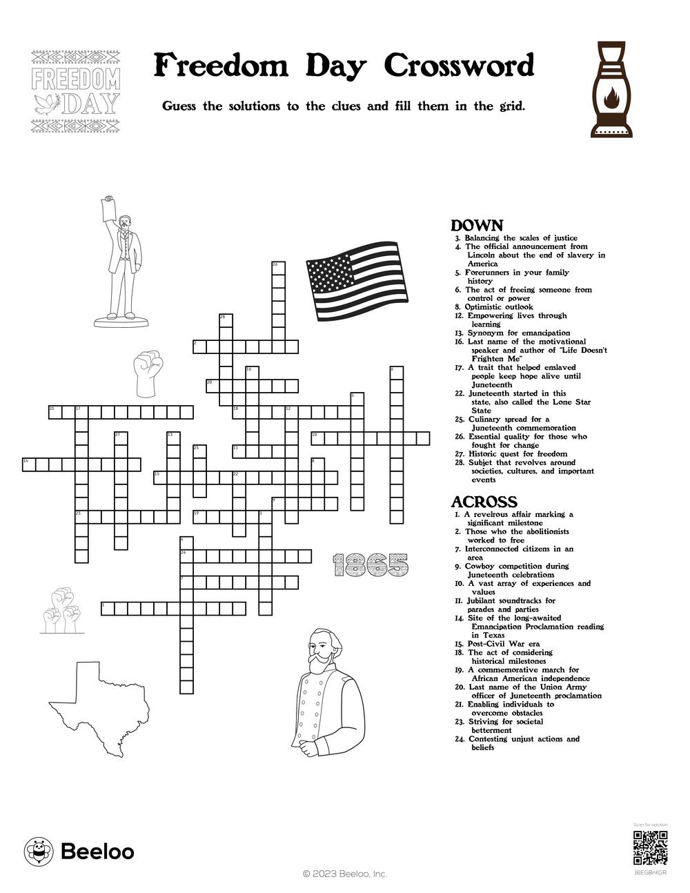 American History Crossword Puzzles Printable