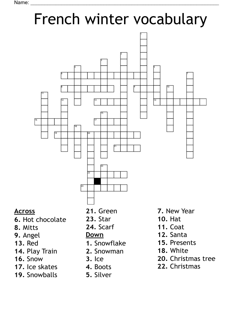 French Christmas Crossword WordMint