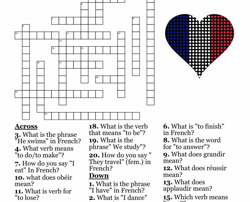 FRENCH Worksheet WordMint