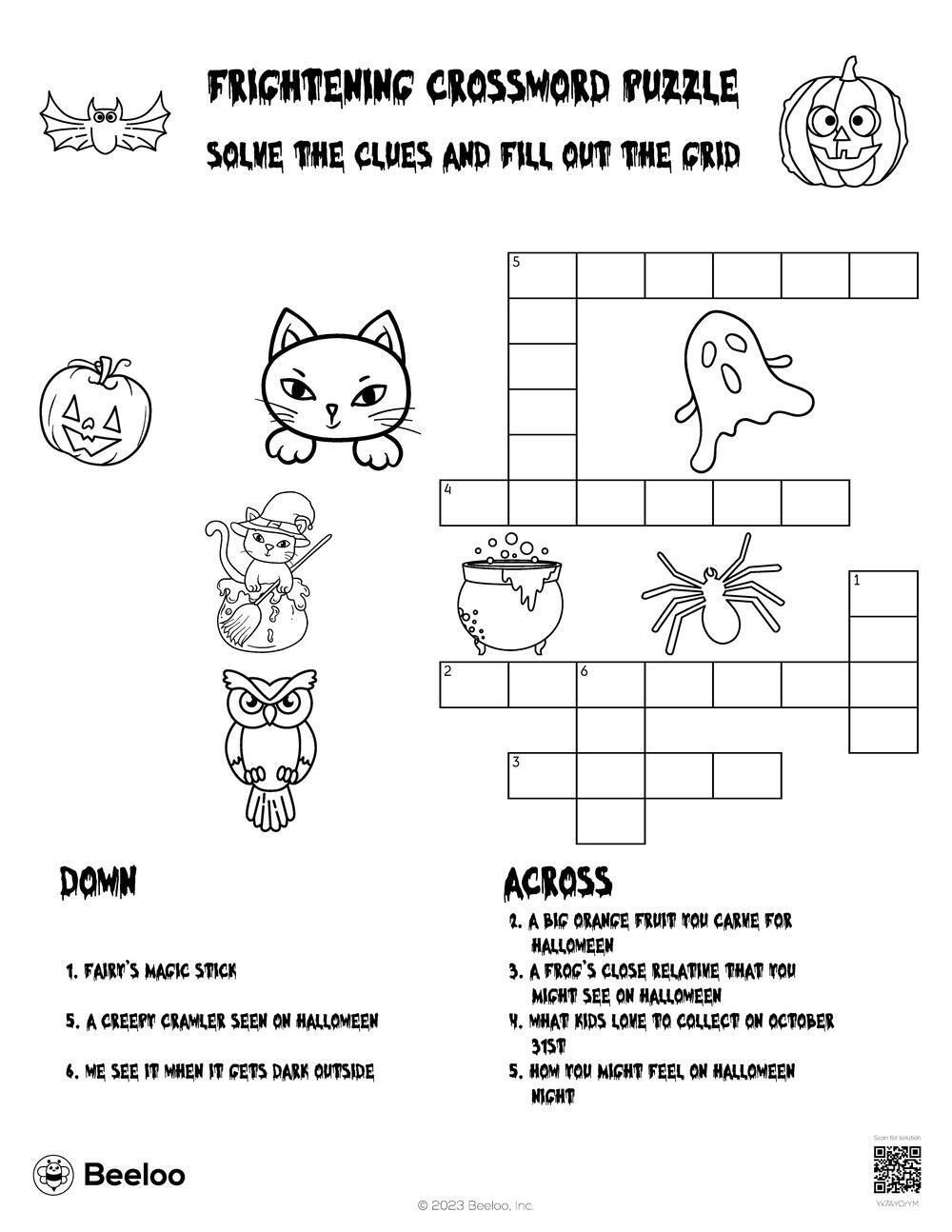 Frightening Crossword Puzzle Beeloo Printable Crafts And Activities For Kids