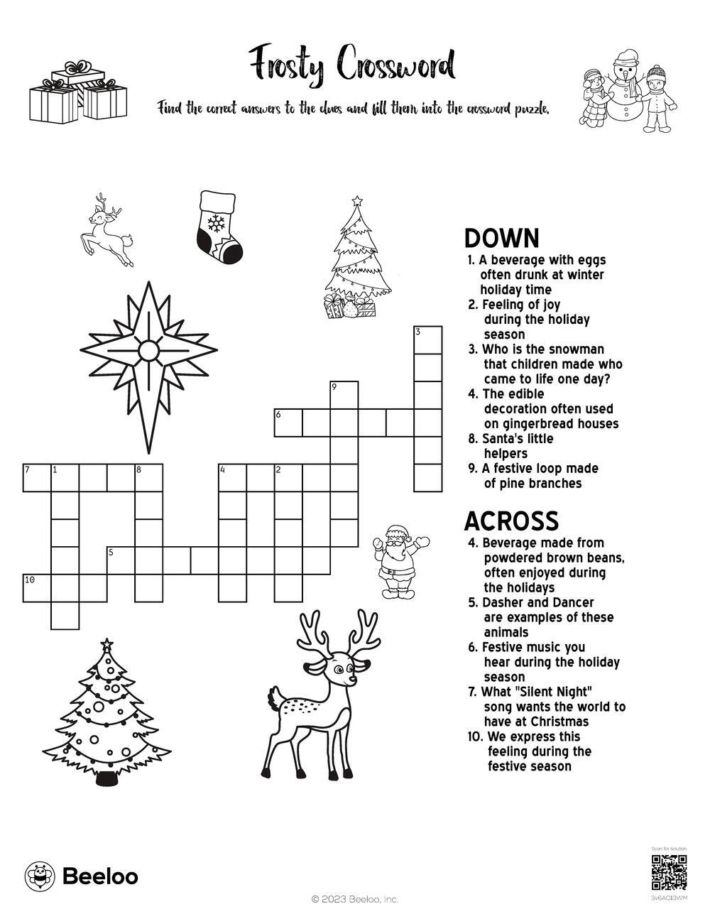 Frosty Crossword Beeloo Printable Crafts And Activities For Kids Frosty Crossword Beeloo Printable Crafts And Activities For Kids
