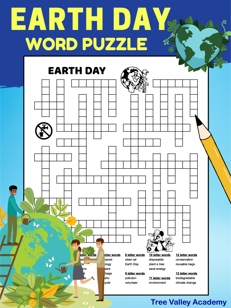 Fun Earth Day Fill In Word Puzzle Activity For Older Kids