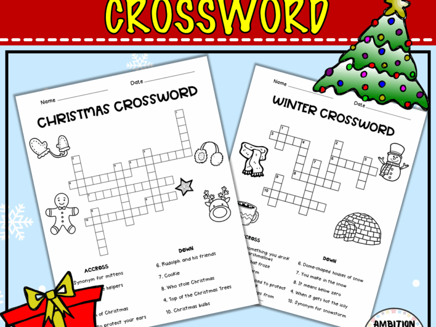 Fun Winter Christmas Crossword Puzzle Coloring Pages Made By Teachers