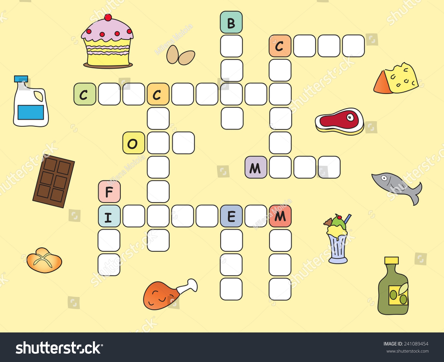 Game Children Easy Crossword Food Stock Illustration 241089454 Shutterstock