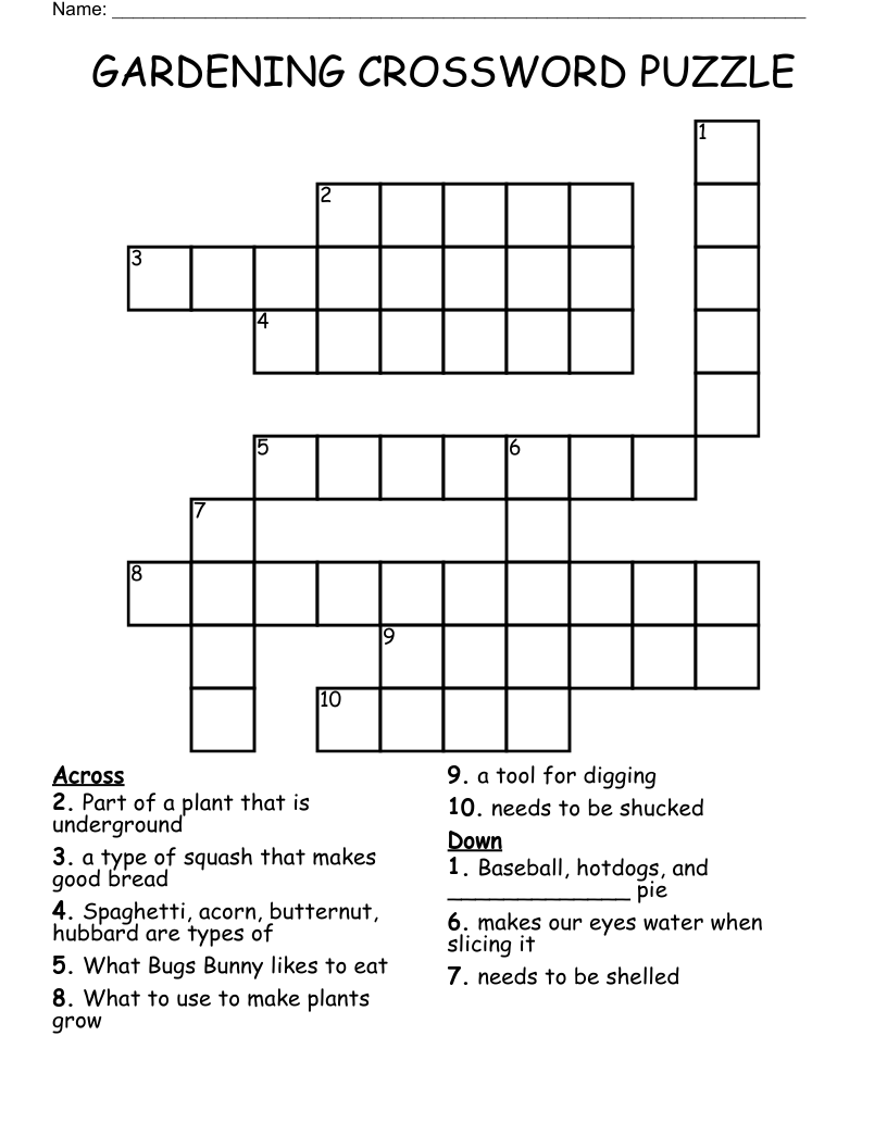 GARDENING CROSSWORD PUZZLE WordMint