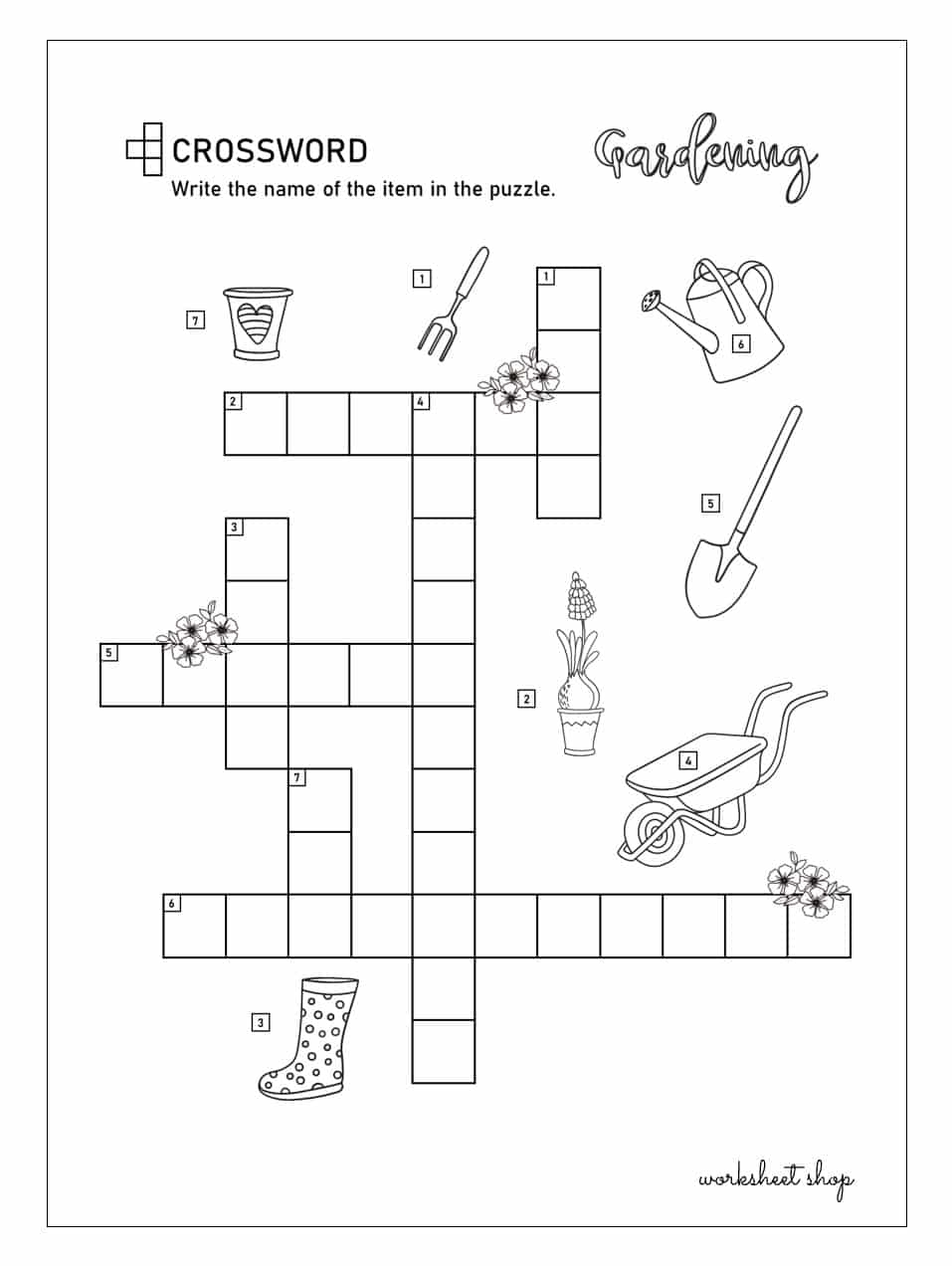 Gardening Crossword Puzzle Worksheet Shop Worksheets Library