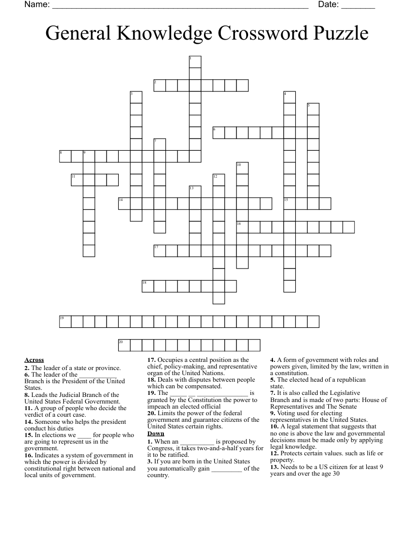 Printable Usa Crossword Puzzles