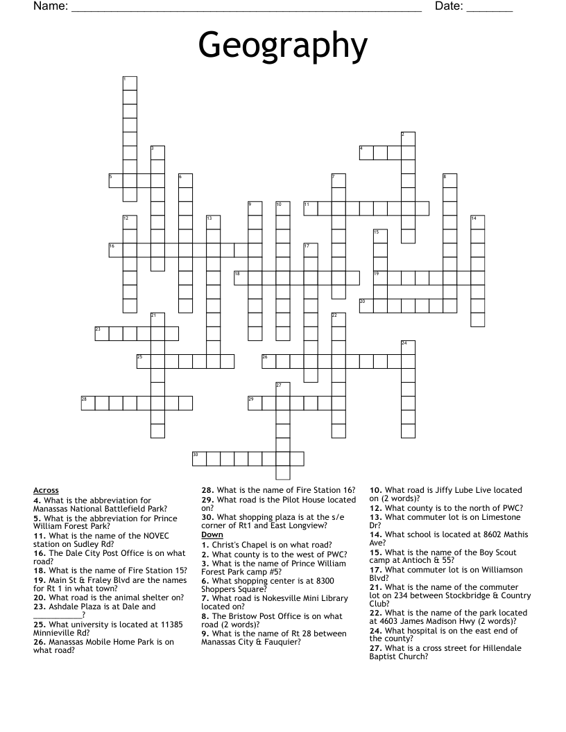 Geography Crossword WordMint Geography Crossword WordMint
