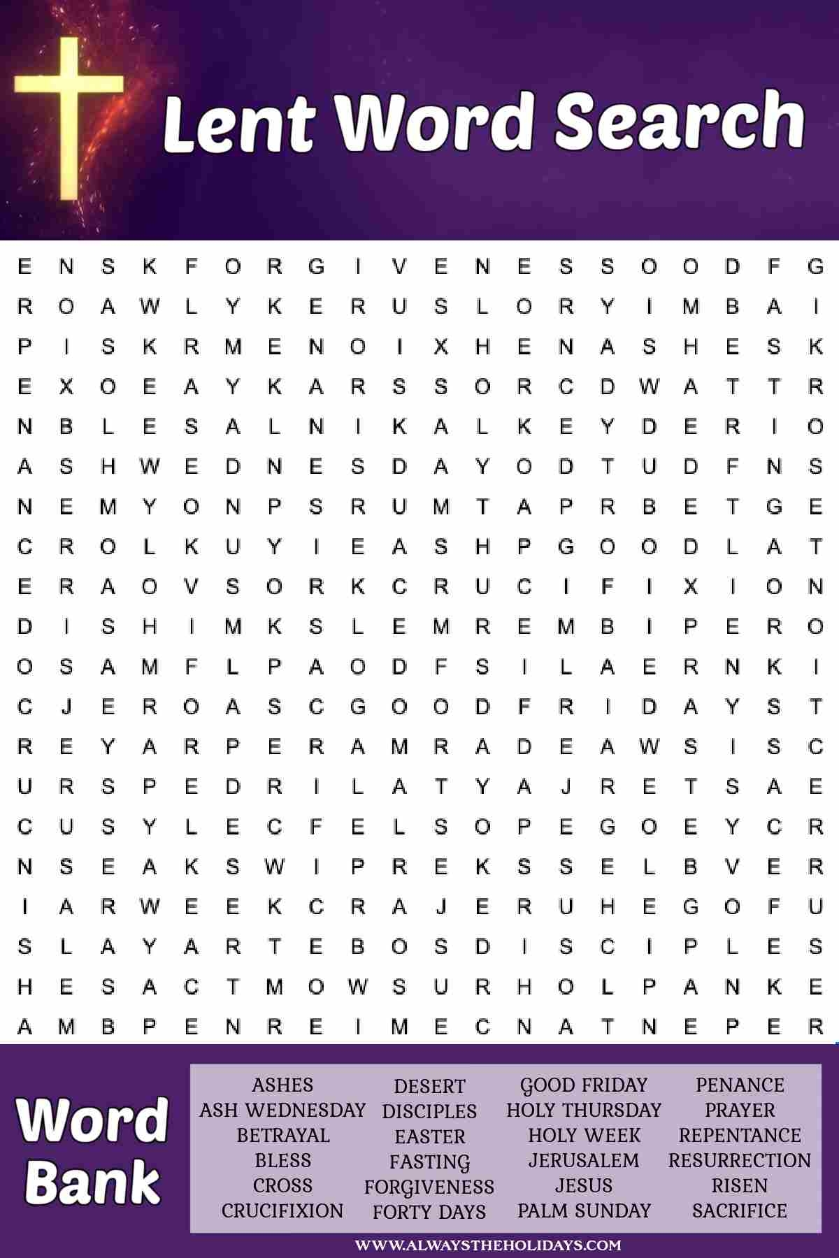 Printable Lent Crossword