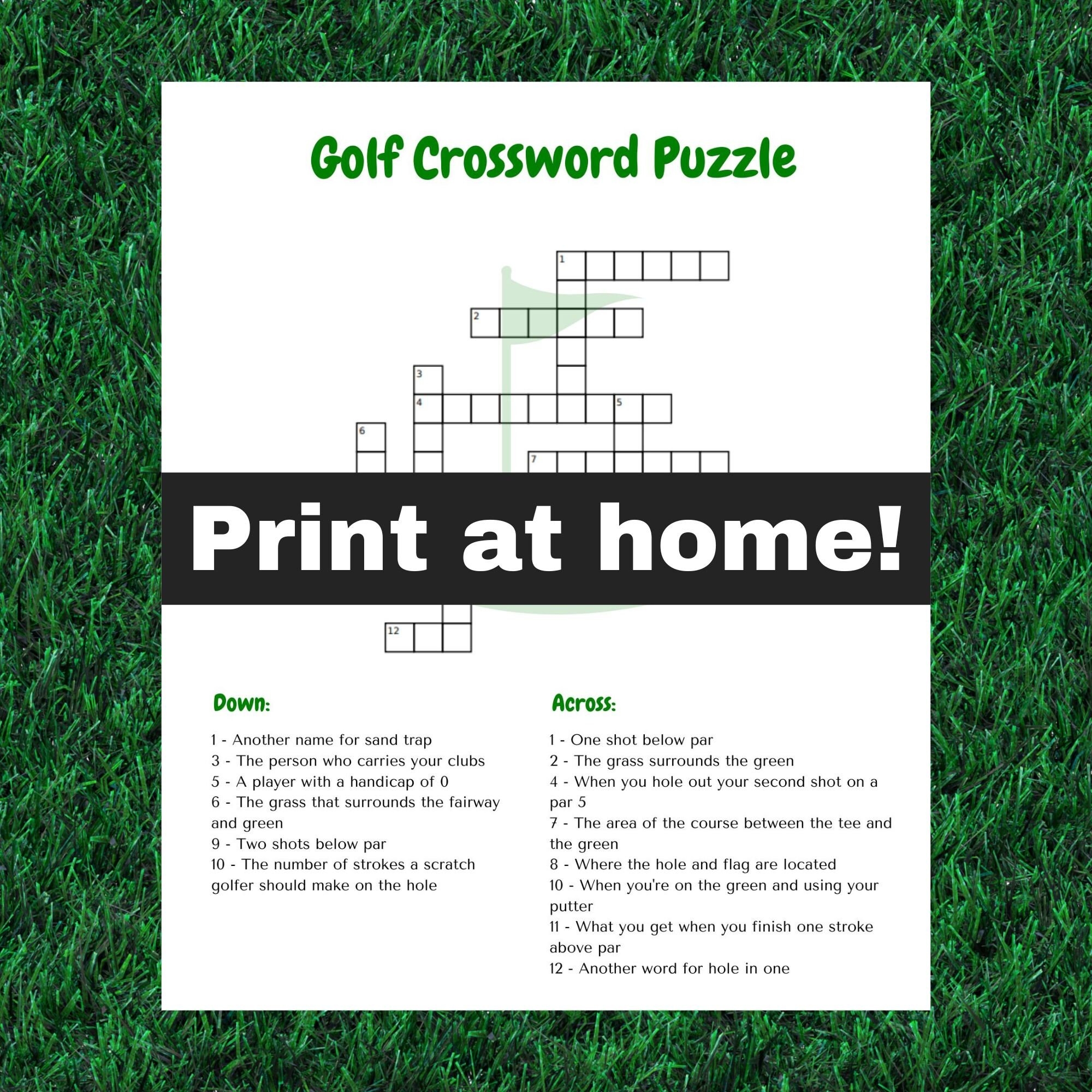 Golf Printable Golf Crossword Puzzle