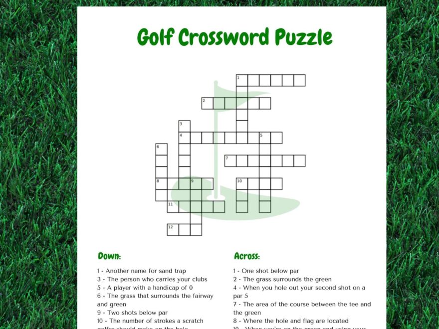 Golf Crossword Puzzle 8 5 X 11 Instant Download Printable Etsy
