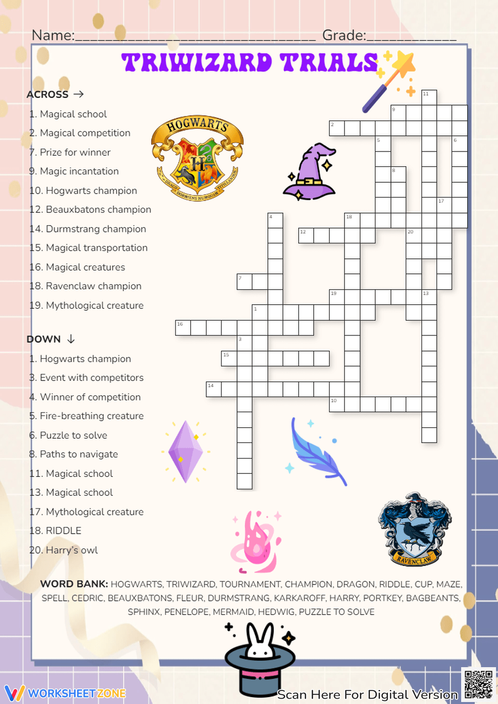 Grade 1 Harry Potter Crossword Worksheets 2025 Grade 1 Harry Potter Crossword Worksheets 2025