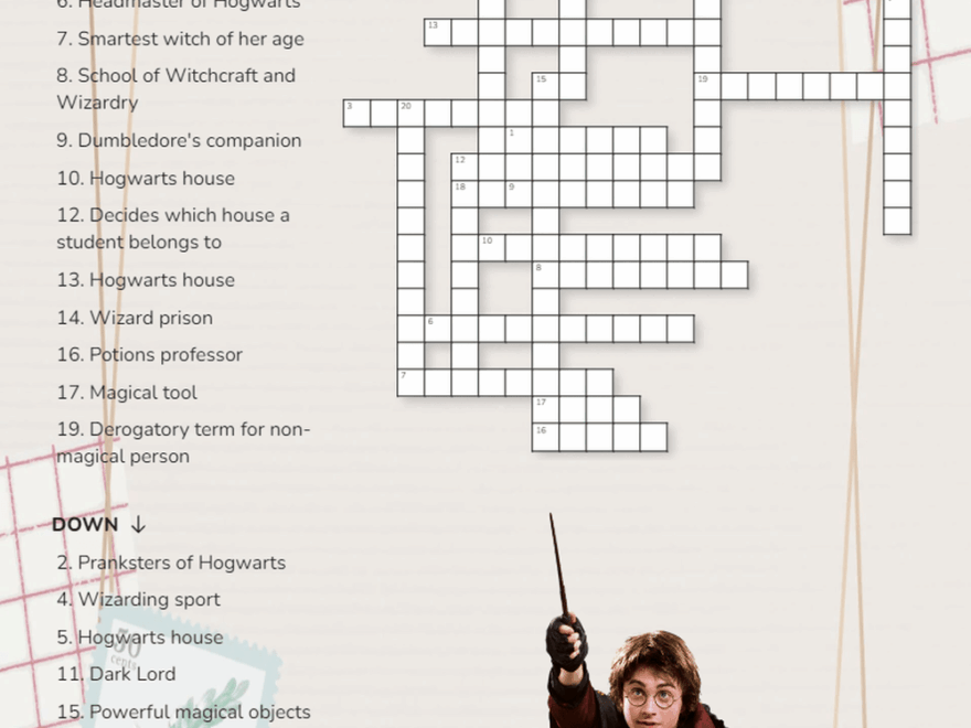 Grade 1 Harry Potter Crossword Worksheets 2025