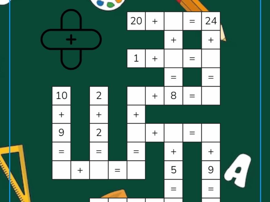 Grade 1 Math Crossword Puzzles Worksheets 2025