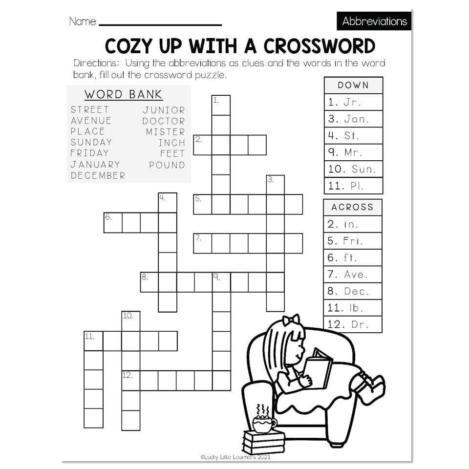 Grade 2 Nouns Crossword Puzzle Teacha Worksheets Library