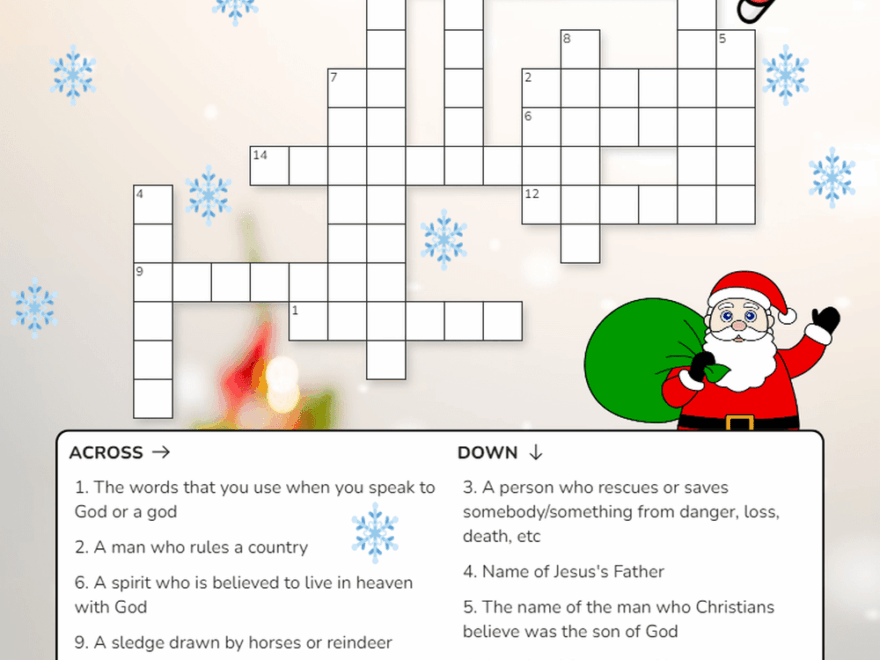 Grade 6 Christmas Crossword Puzzle Worksheets 2025
