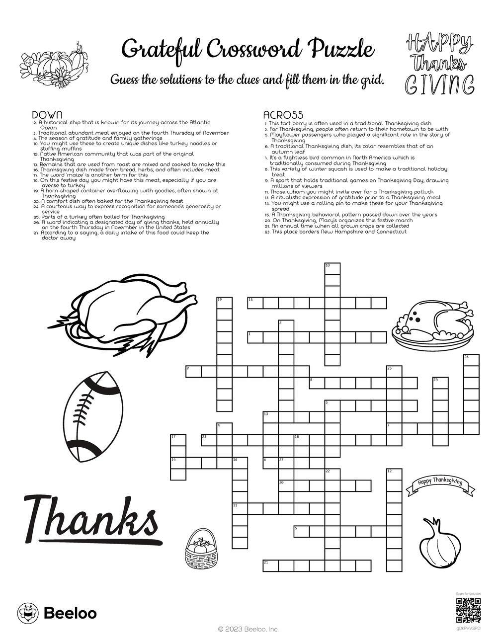 Grateful Crossword Puzzle Beeloo Printable Crafts And Activities For Kids Grateful Crossword Puzzle Beeloo Printable Crafts And Activities For Kids