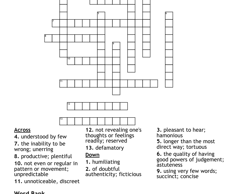 GRE Vocabulary Crossword WordMint