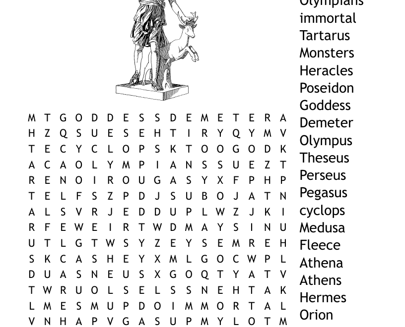 Greek Mythology Crossword Puzzle WordMint