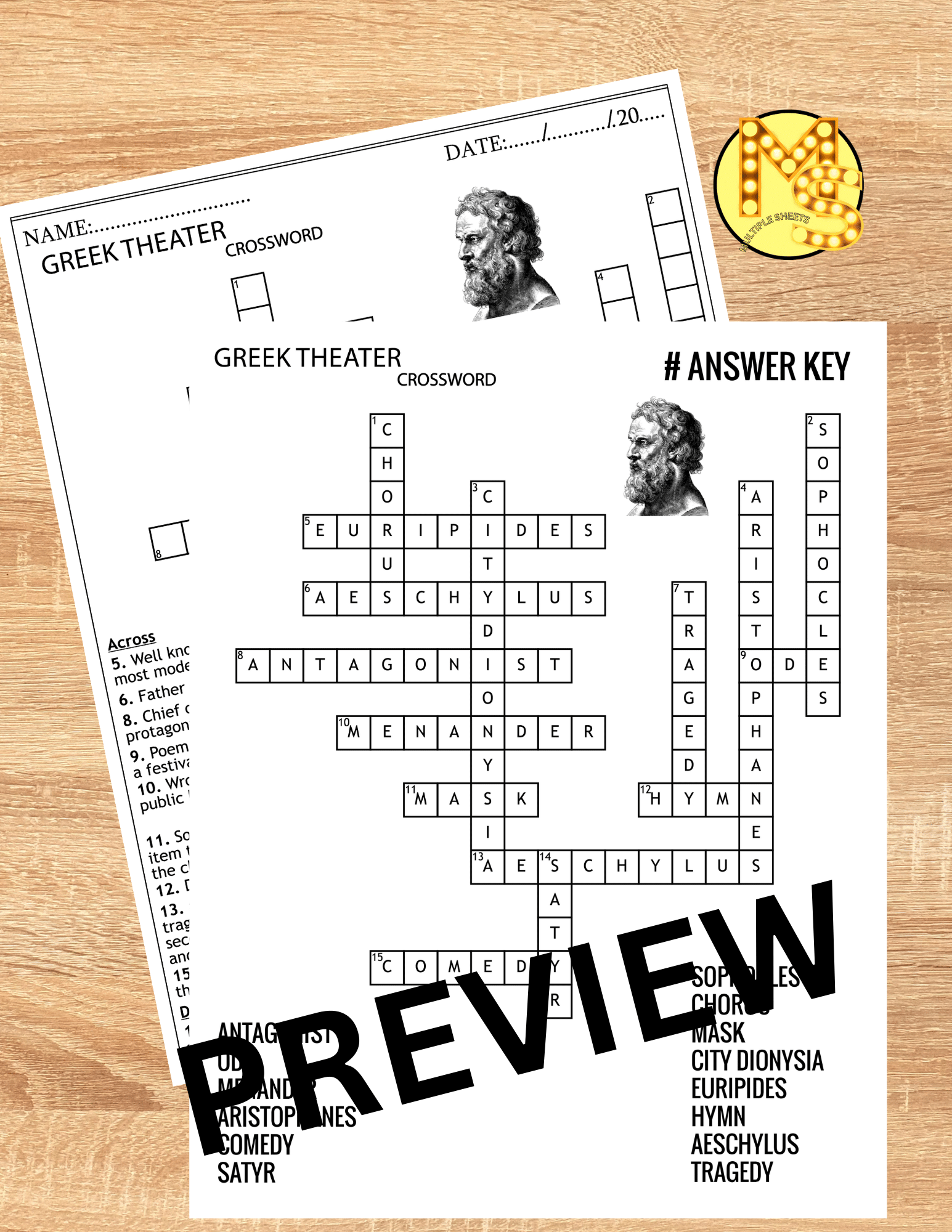 Ancient Greece Crossword Puzzle Printable