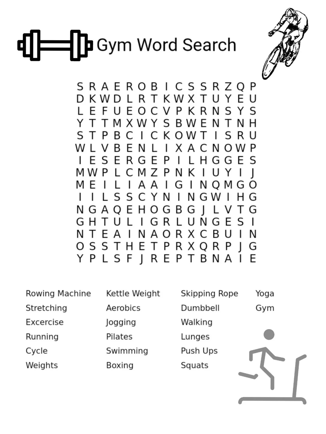 Gym Exercise Wordsearch Puzzle Game Activity Homeschooling Physical Education Learning Printable Digital Download Etsy