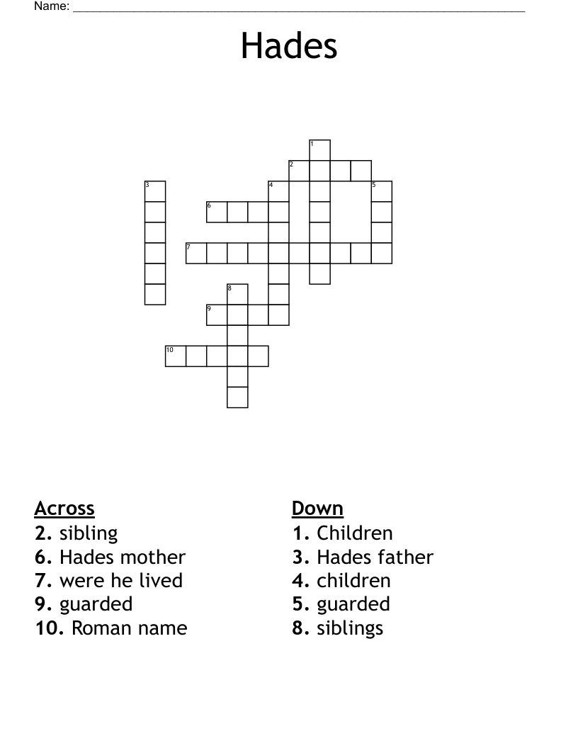 Hades Crossword WordMint Hades Crossword WordMint