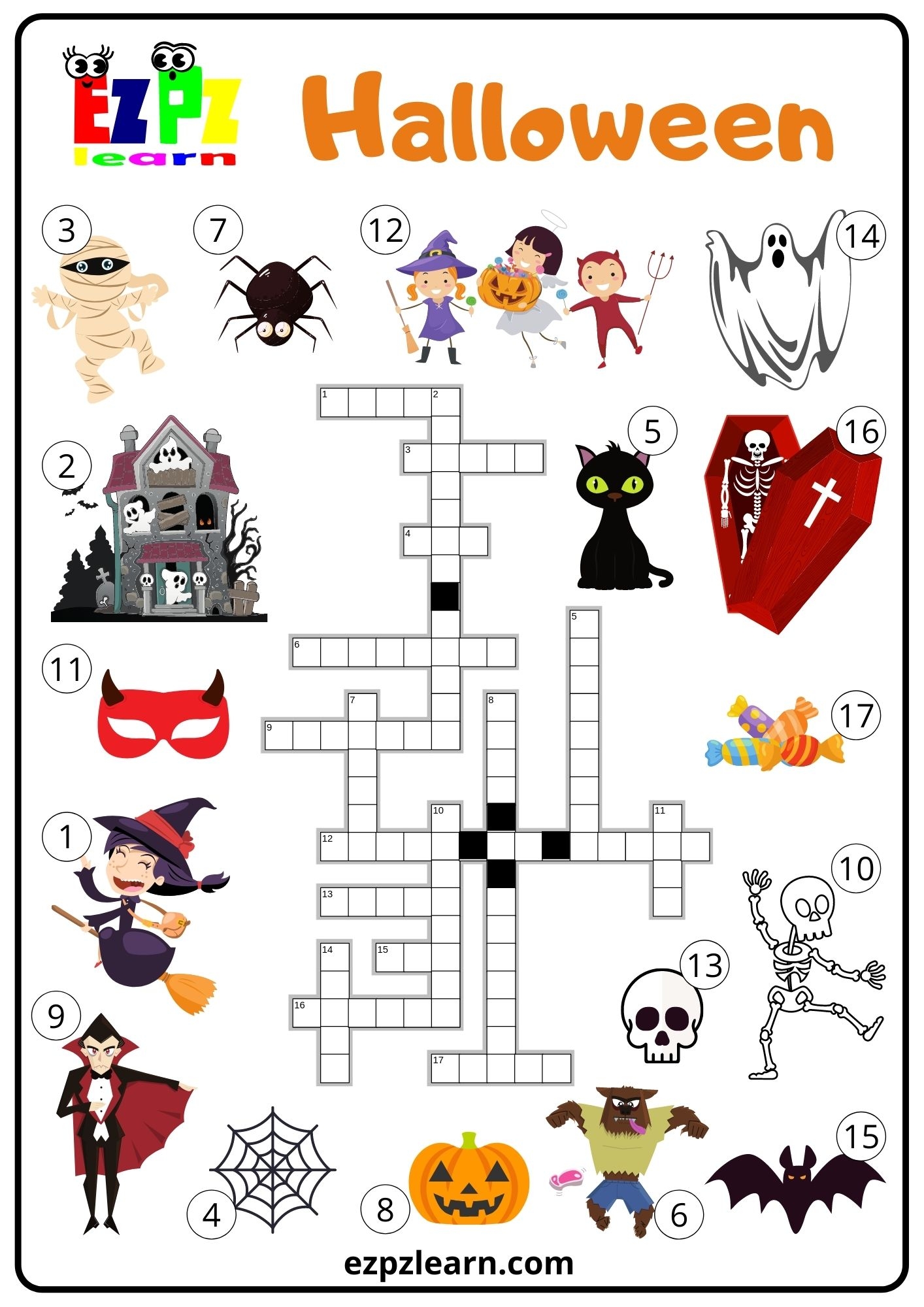 Halloween Crossword Ezpzlearn Worksheets Library Halloween Crossword Ezpzlearn Worksheets Library