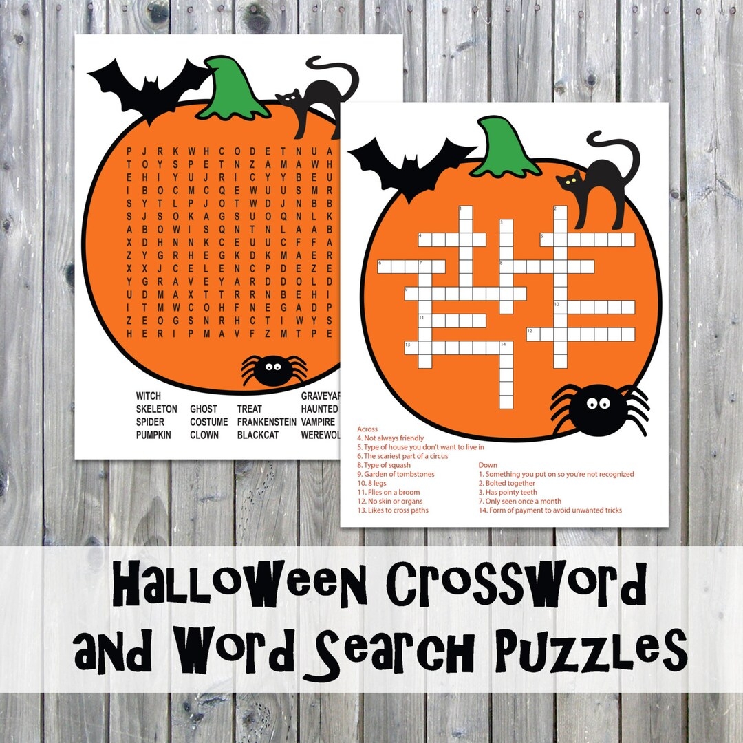 Halloween Crossword Puzzle And Word Search Party Game Printables Instant Download Etsy Halloween Crossword Puzzle And Word Search Party Game Printables Instant Download Etsy