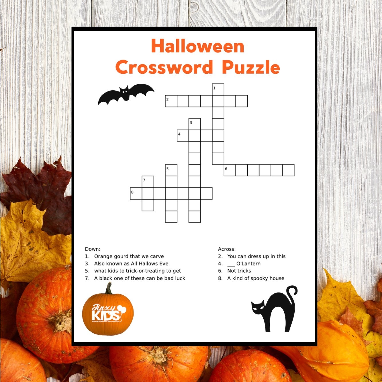 Halloween Crossword Puzzle For Kids Free Printable Jinxy Kids